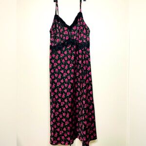 Torrid Womens Plus Floral Tea Length Woven Jacquard Lace Trim Cami Dress Size